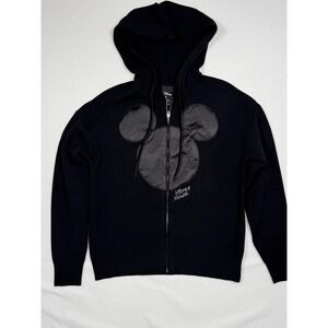 BoxLunch Exclusive Disney Mickey Mouse Ears Black Knit‎ Zip Up Hoodie Womens M